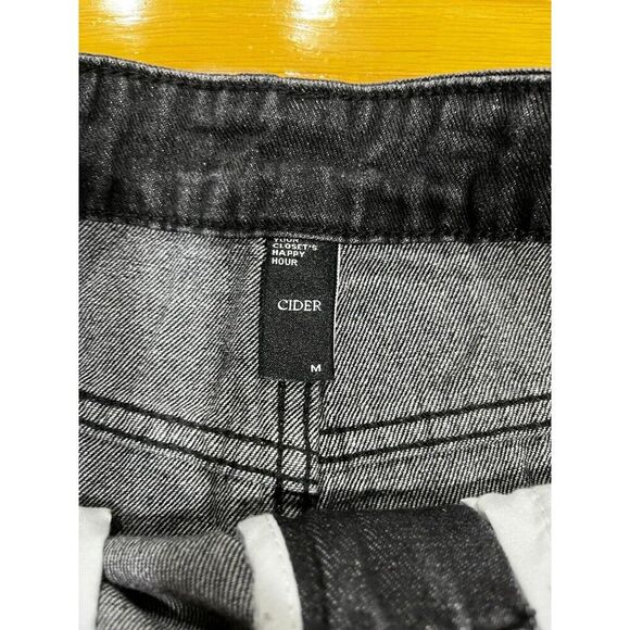 Cider Jeans Women's Size Medium 29x29 Black High Rise Baggy Wide Distressed NWT - Picture 3 of 12